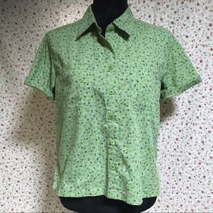 Cute green floral button up *CottageCore*